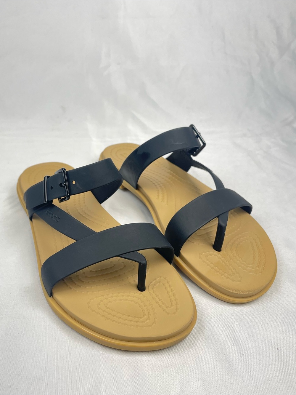 Crocs Women’s Sandals 6W Black Tan Iconic Comfort Slip On Casual Shoes